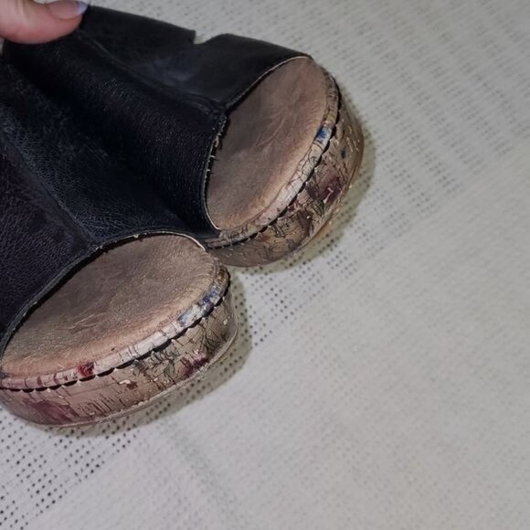 B.O.C. Born Concepts Black 3" inch Cork Floral Wedge Heel Sz. 10 Sandals - Picture 6 of 14